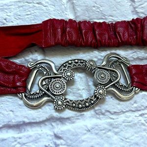 Chico’s vintage Red leather & silver women’s belt